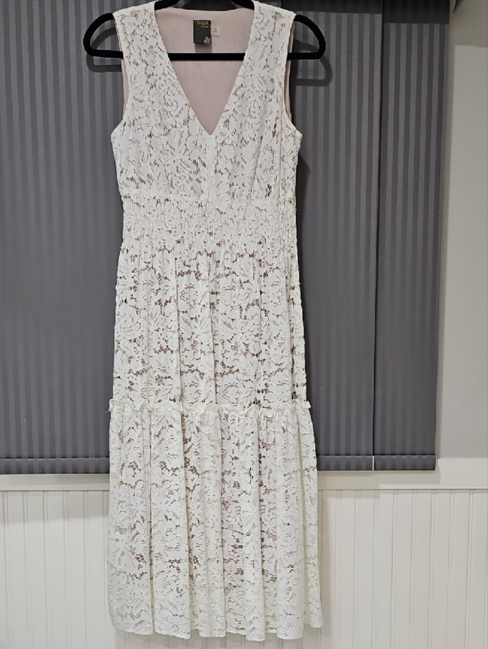 Taylor Cream Lace V-Neck Dress Size 4P